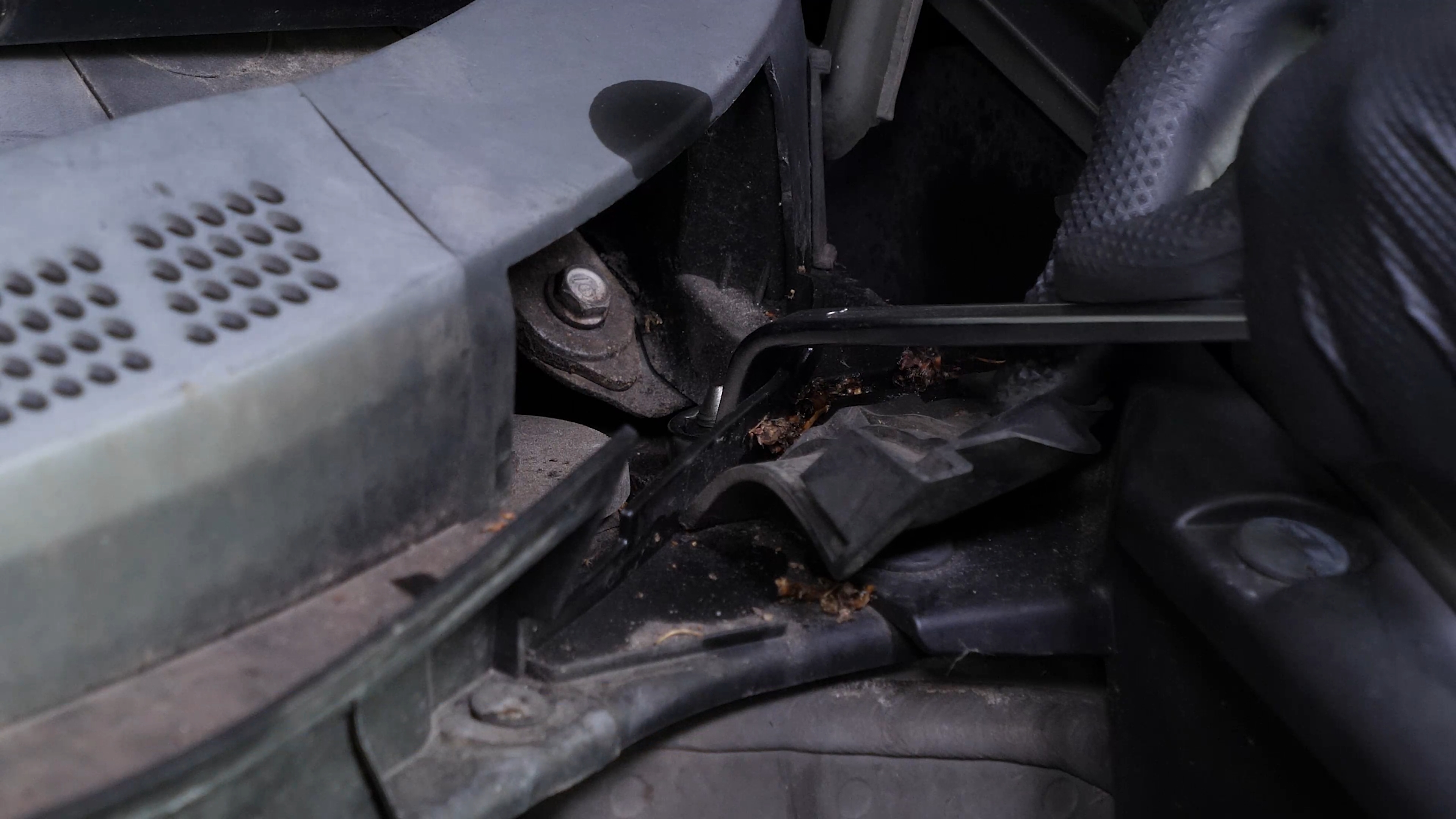 Unscrew the strut mount bearing nuts