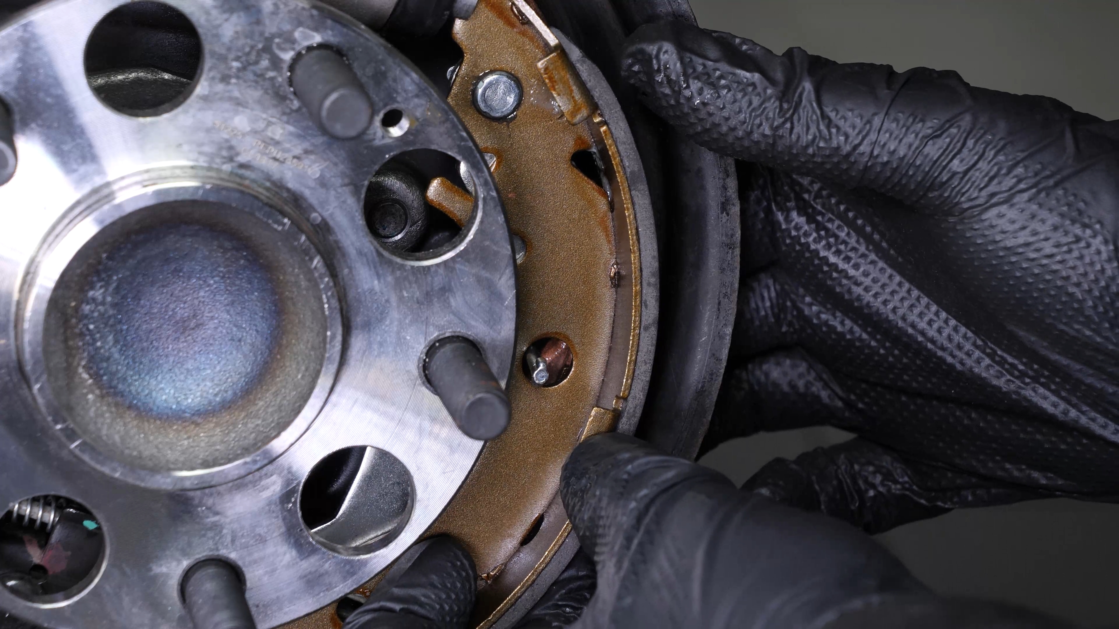 Install the rearward brake shoes