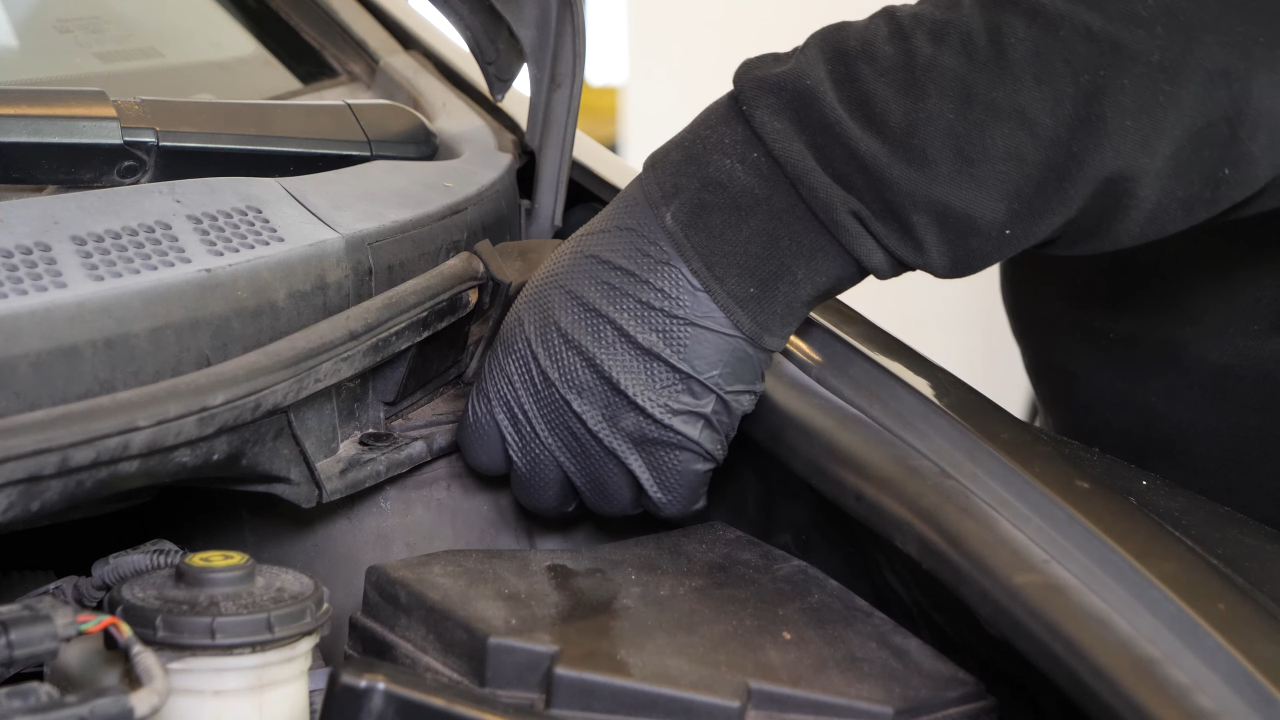 Screw back the bolts along the hood