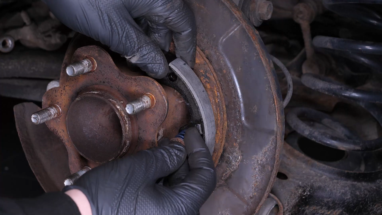 Install the rearward brake shoes