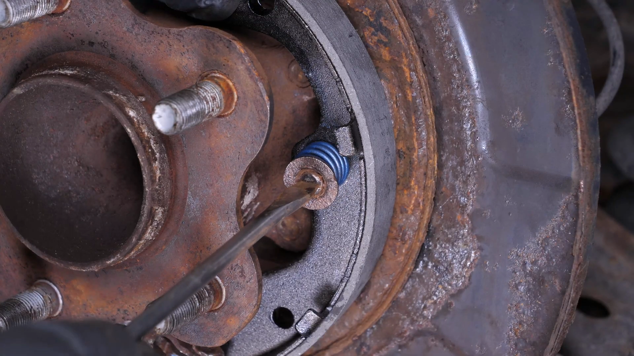 Install the rearward brake shoes