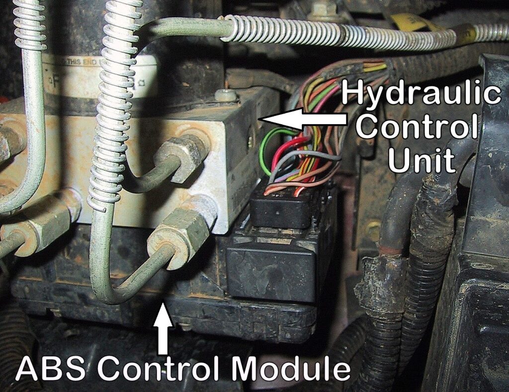 abs control module and hydraulic control unit assembly