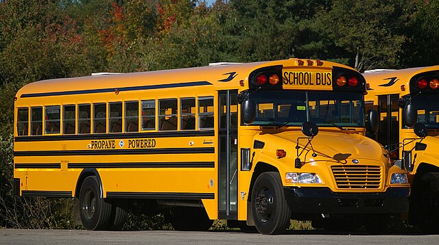 propane-powered blue bird vision school bus