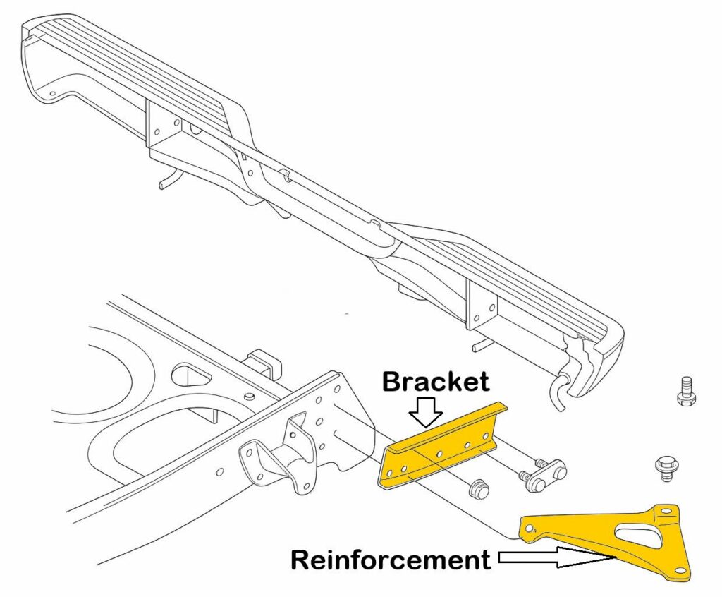 diagram showing bumper bracket and reinforcement