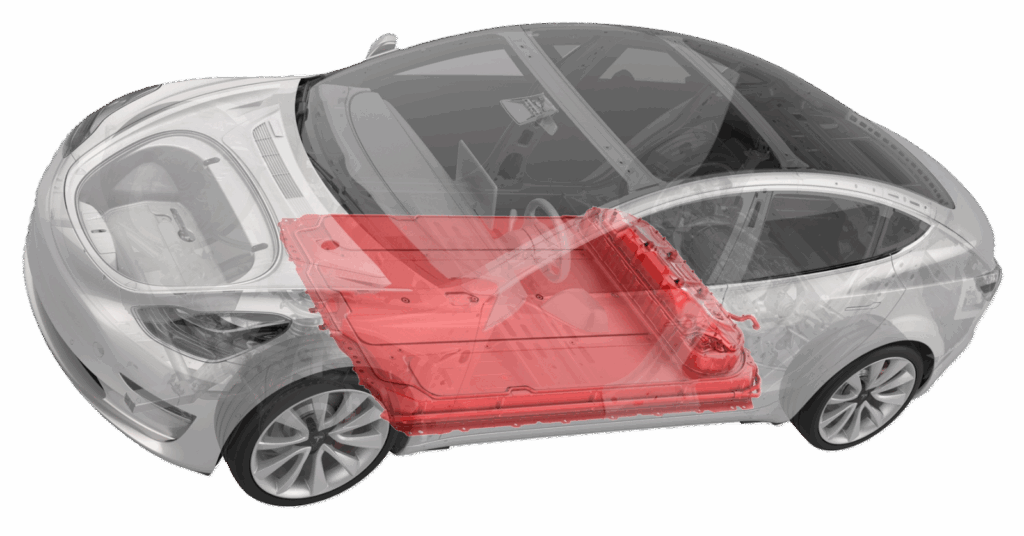tesla 3 battery location diagram