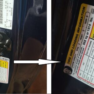 tire pressure information sticker in a car
