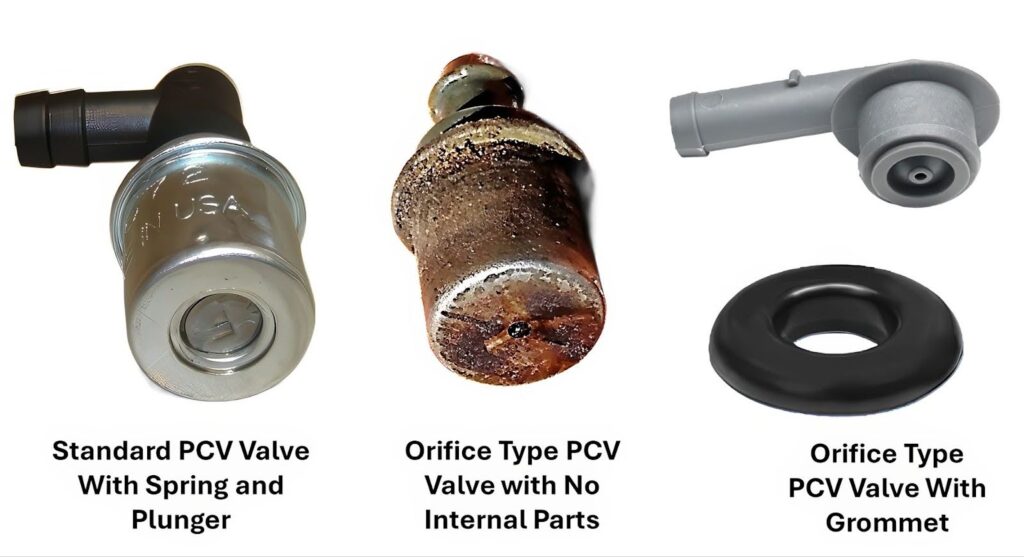 Examples of different PCV valve designs