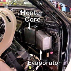 heater core and evaporator exposed