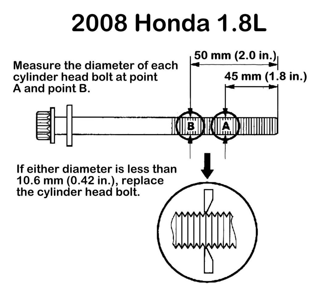 honda cylinder head bolt length diagram