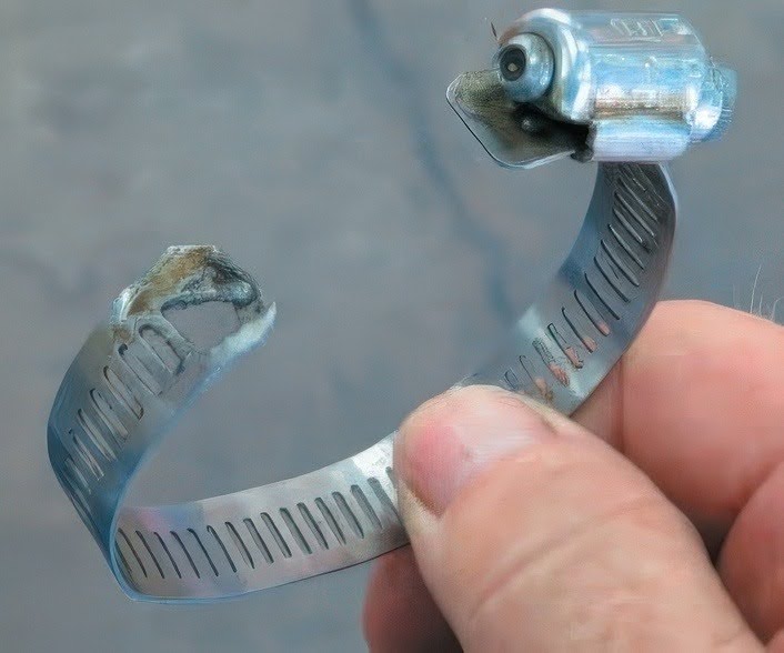 broken worm drive radiator hose clamp