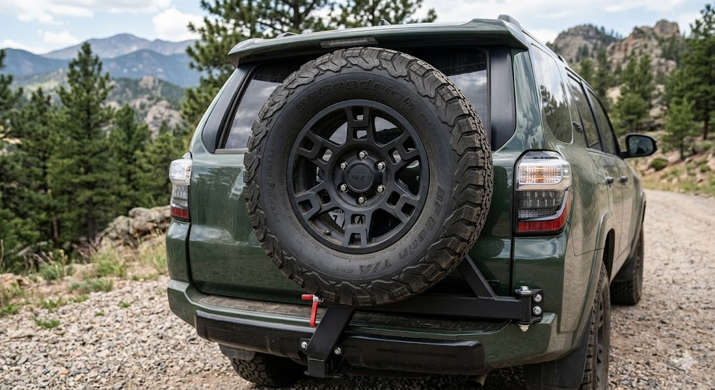 hitch mounted swing away spare tire carrier