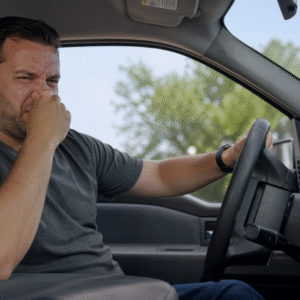 rotten egg smell in car