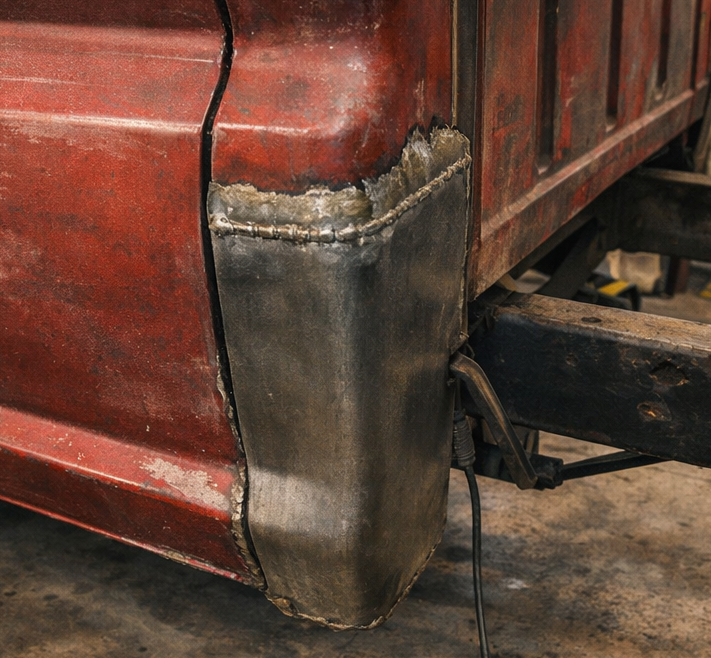 cab corner rust repair weld