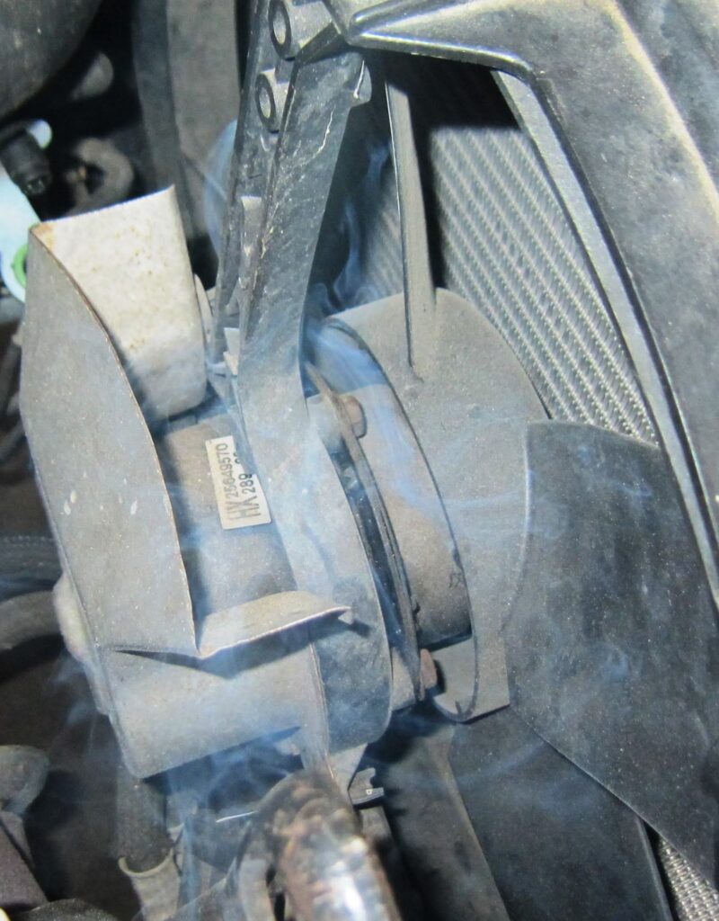 smoking electric radiator fan motor
