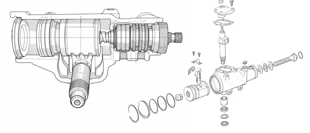 steering gearbox exploded view diagram