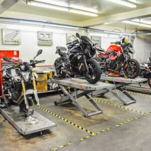 motorcycle in garage