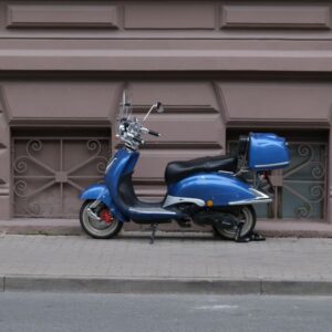 parked scooter on the sidewalk