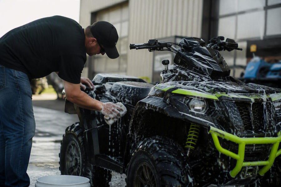 Washing an atv