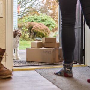 receiving packages at the door