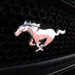 closeup of ford mustang logo