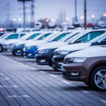 sedans parked in parking lot