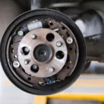 bearing of wheel hub being serviced