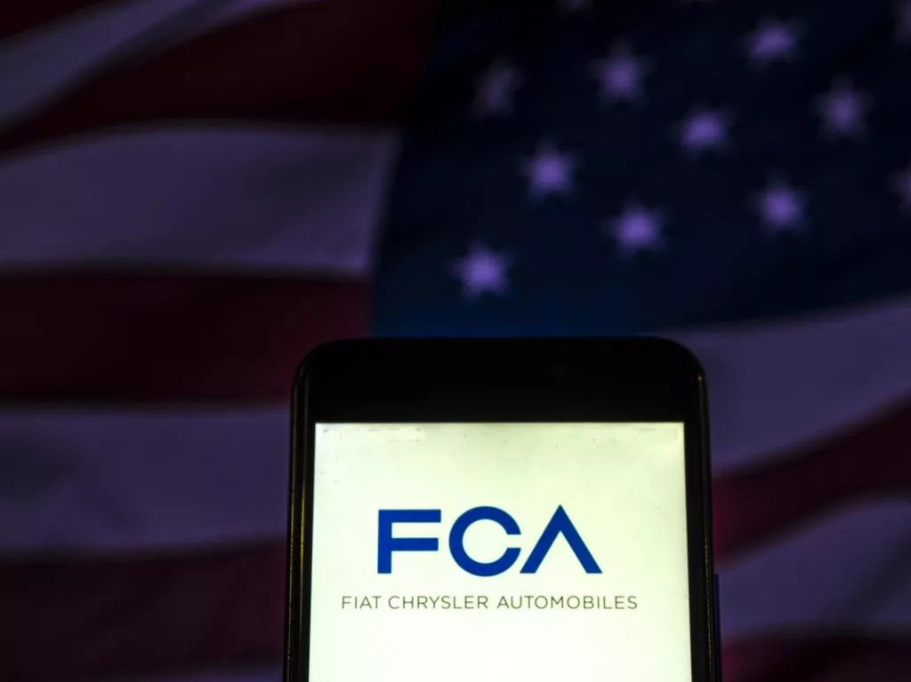Fiat Chrysler Automobiles company logo displayed on smartphone screen
