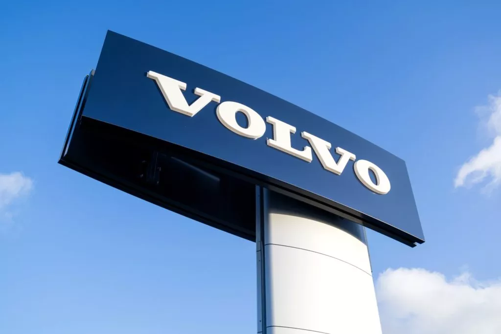 Volvo signage against blue sky