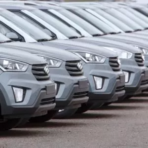 hyundai cars orderly parked