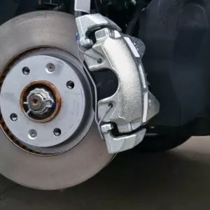 closeup of brake disc wtih caliper