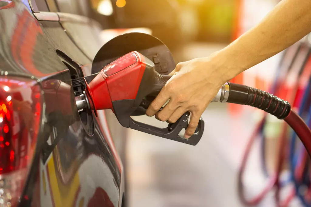 topping up fuel tank