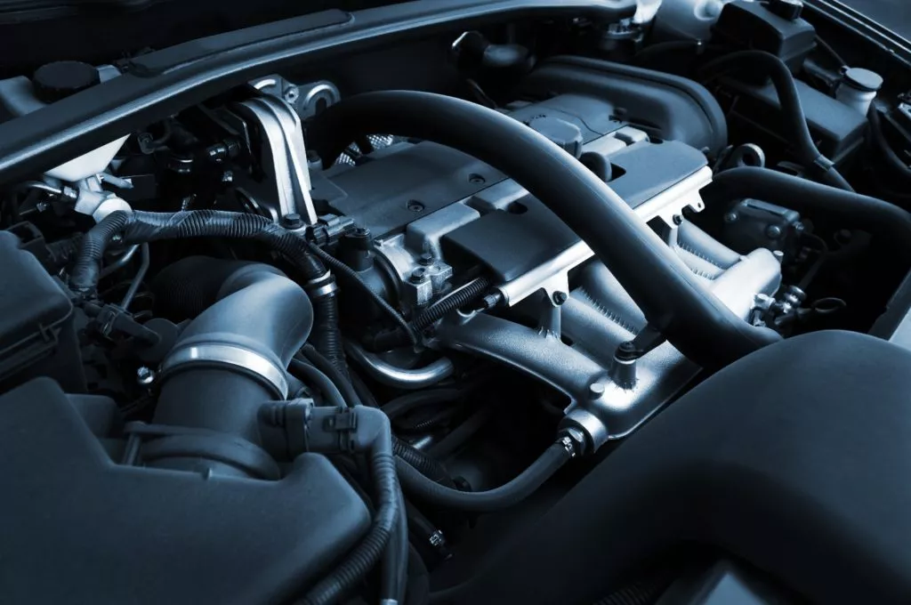 closeup of car v engine