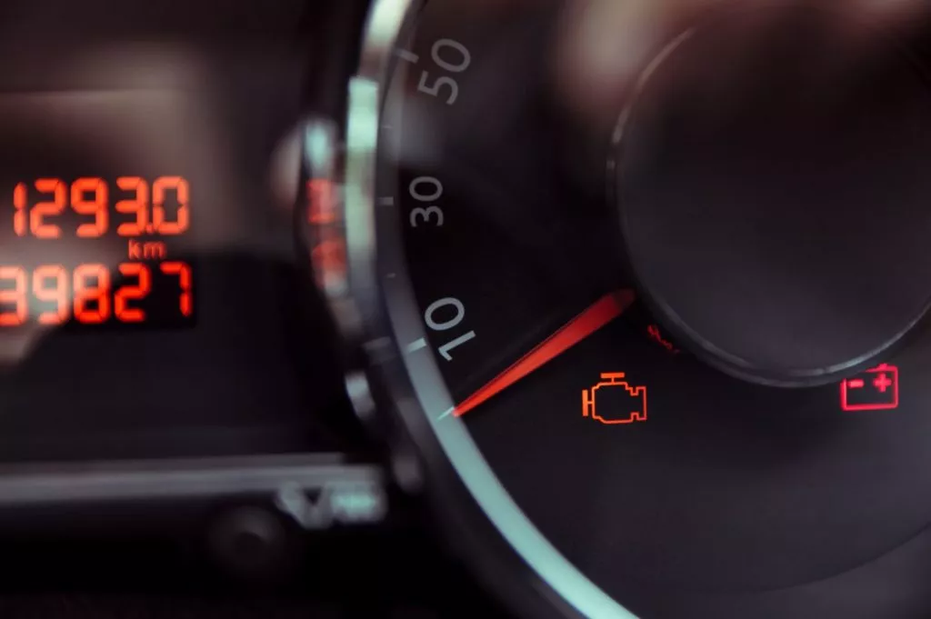 illuminated check engine light dashboard