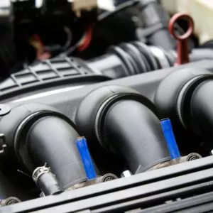 closeup of engine intake manifold