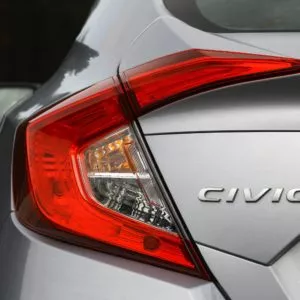 closeup shot of honda civic emblem