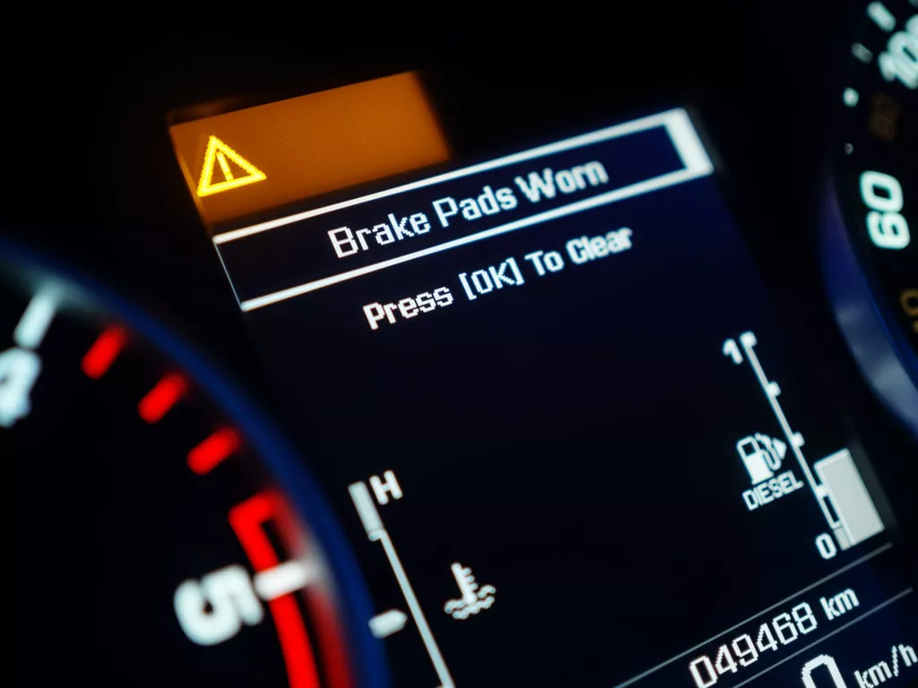 brake pad monitoring warning light