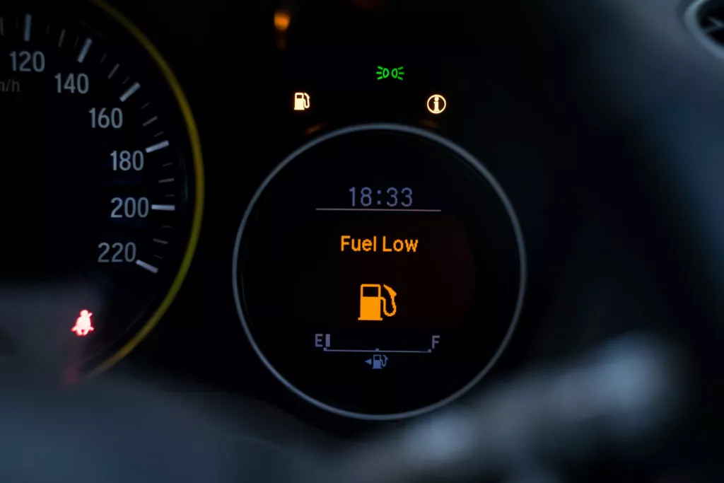 low fuel warning on dashboard