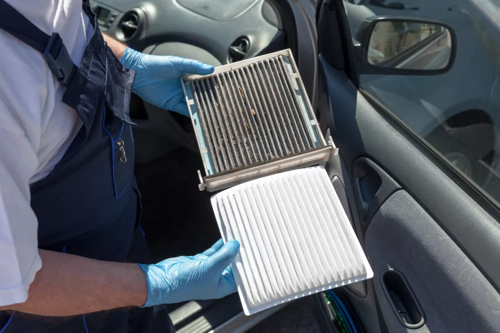 old and new cabin air filters