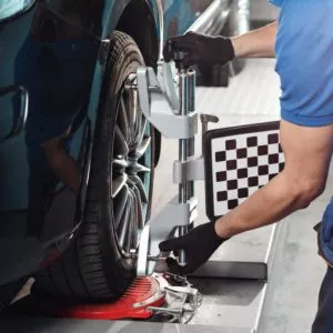 Car stand with sensors wheels for alignment camber check