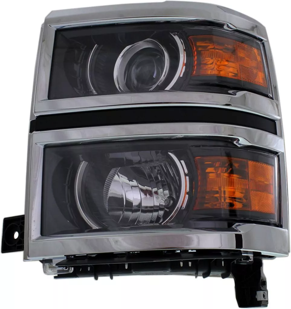 Driver Side HID/Xenon Headlight For 2016-2018 Silverado 1500 – Chrome Housing, Direct Replacement