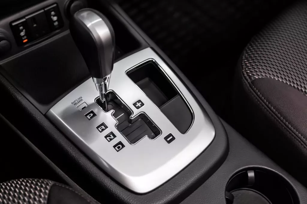 Close up of the automatic transmission gearbox lever