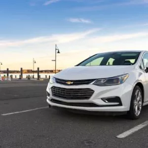 Parked White 2017 Chevrolet Cruze