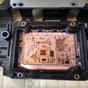inside of an electric transmission control module fitted for an automatic transmission car