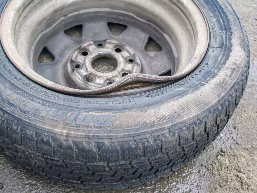 bent car rim