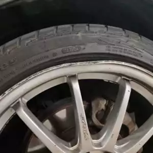 car rim bent close up