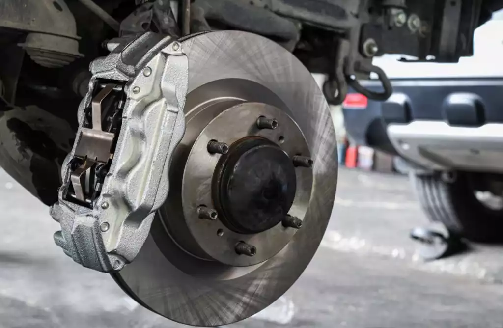 brake rotor installed on a car
