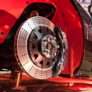 vehicle brake disc focused view