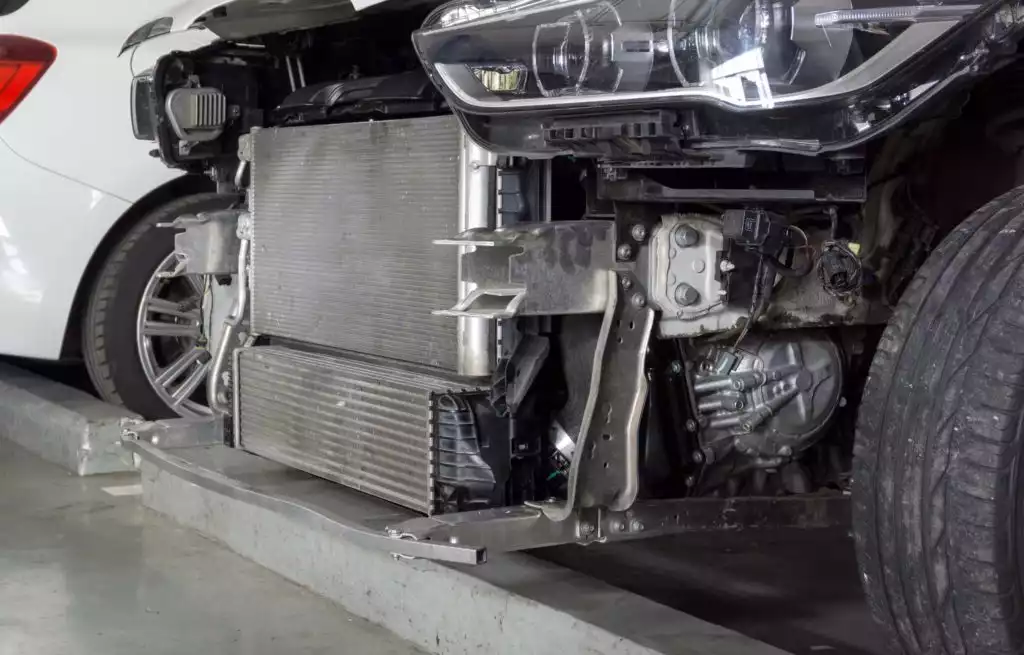 car radiator exposed