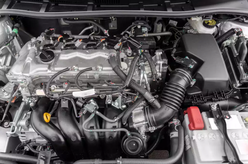 close look car engine motor block