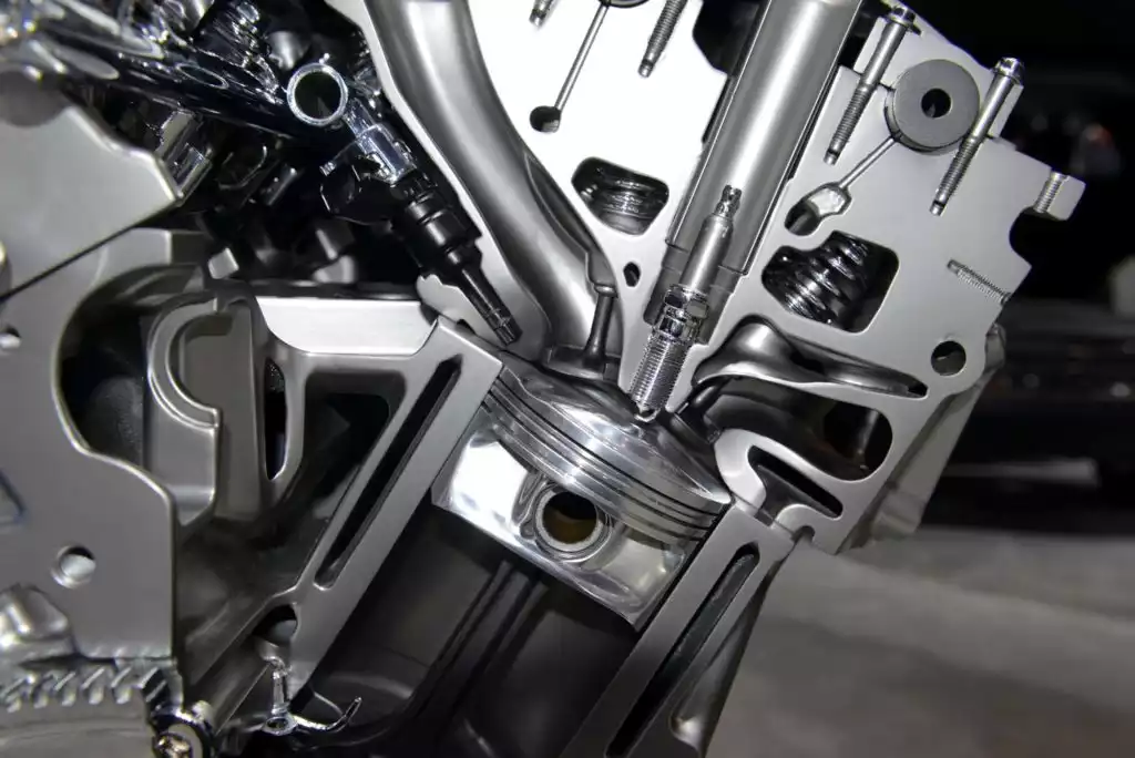 close look of modern internal combustion engine